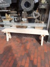 Handgemaakte houten bank blank 180 cm