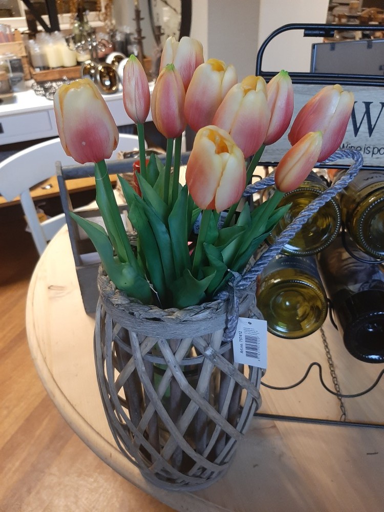 Boeket tulpen geel/fuchsia