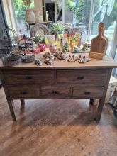 Oud teakhouten sidetable / kast 5 lades 130 cm Oud teakhouten sidetable / kast 5 lades 130 cm
