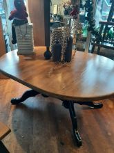 Ovale verlengbare eettafel blank/zwart