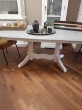 Ovale verlengbare eettafel grijs / wit 150 - 195 cm