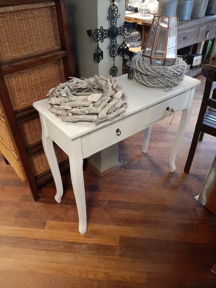 Witte sidetable gekromde Queen Annpoten 2 lades 90 cm Witte sidetable gekromde Queen Annpoten 2 lades 90 cm
